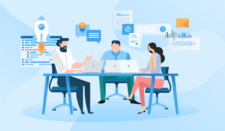 Our team working on projects