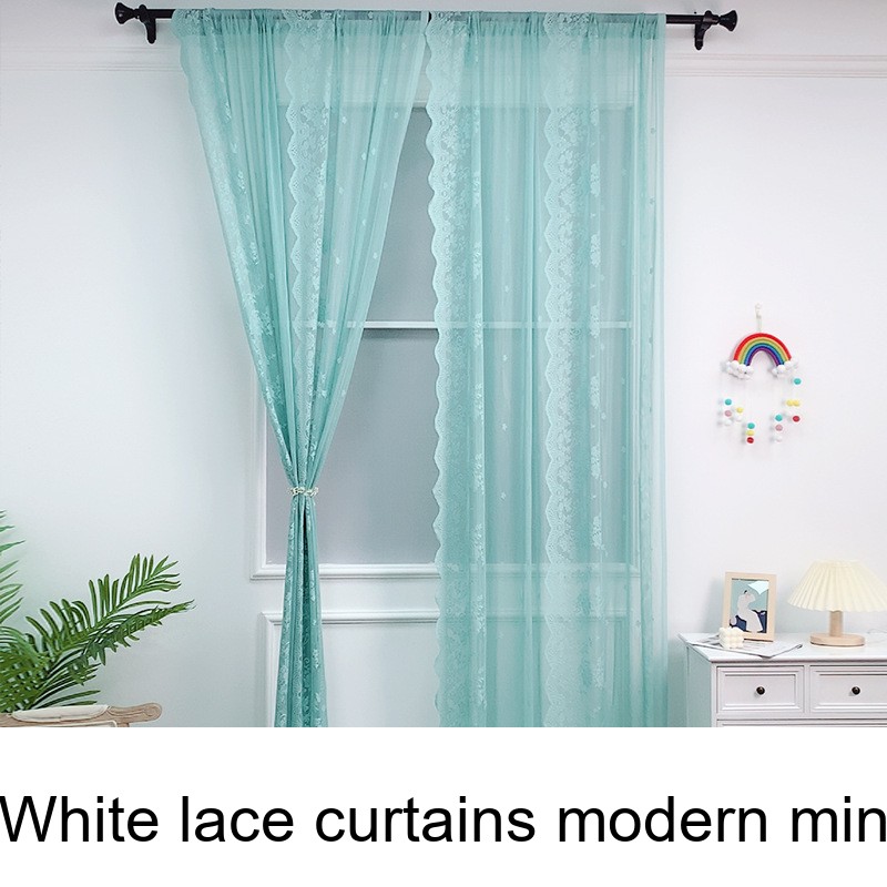 Moderne, minimalistische, transparente weiße Spitzengardinen für Wohnzimmer und Schlafzimmer_voghion.com