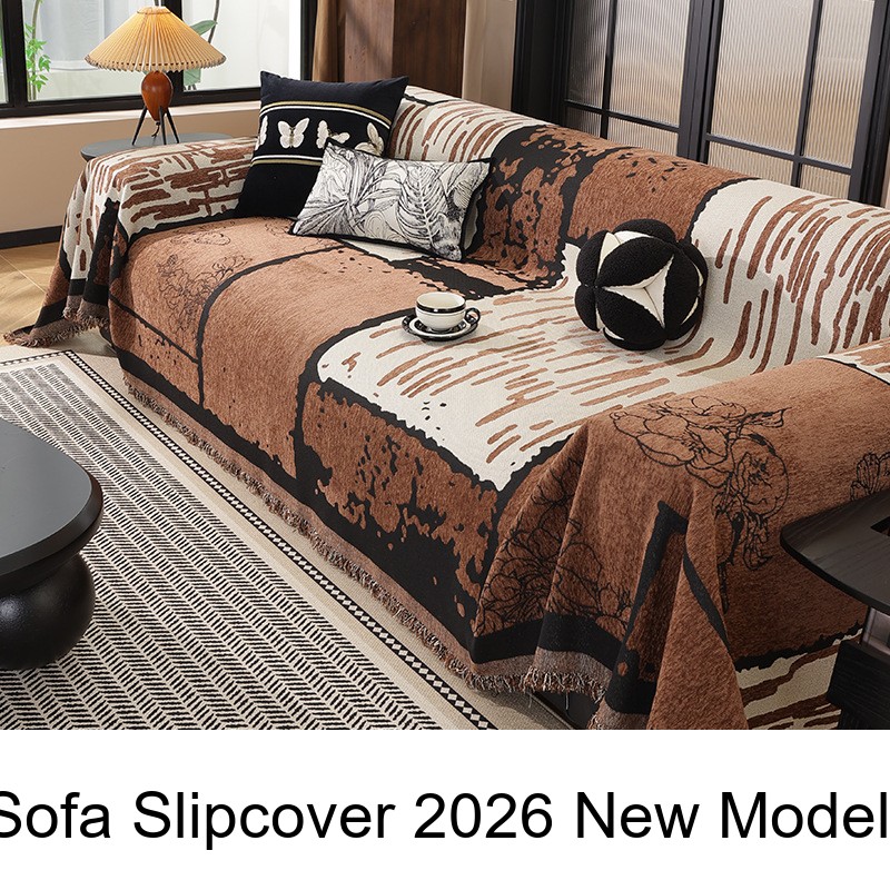 Sofaüberzug, neues Modell 2026, Vintage-Stil der Mitte des 20. Jahrhunderts, vollständig abdeckende Decke_voghion.com