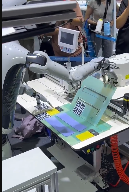 HF Garments factory floor with automated hanging system and sewing production lines