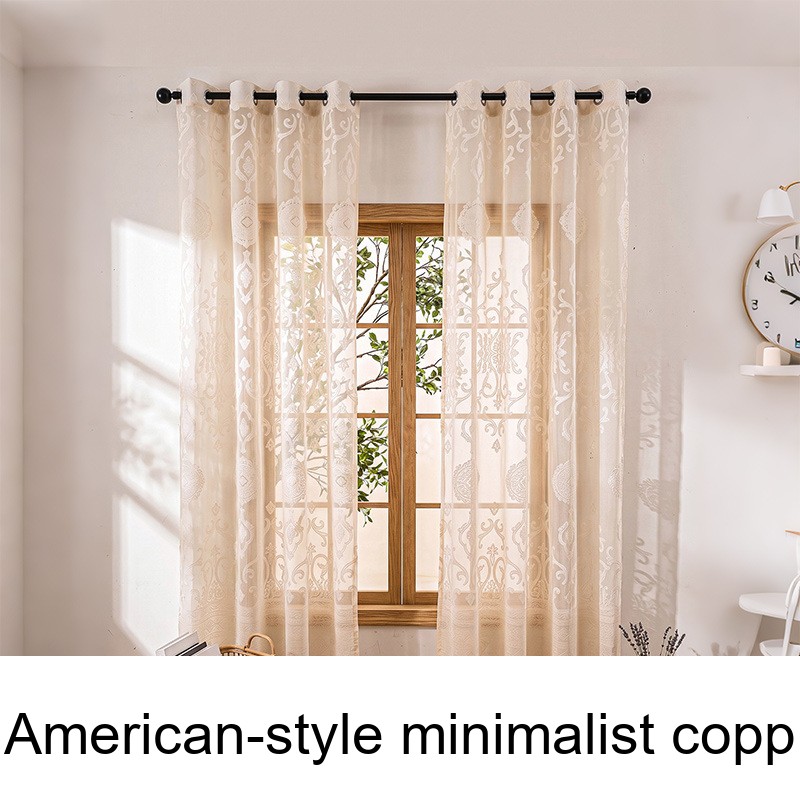 American-style Minimalist Copper Coin Pattern Iron Ring Curtains_voghion.com