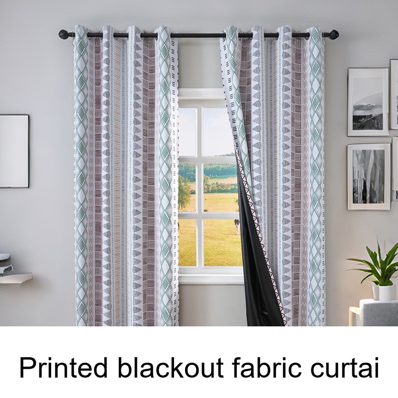 Cortinas opacas estampadas de estilo nórdico minimalista para salón._voghion.com