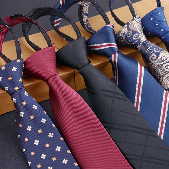 Men's Korean Style Narrow 6cm Zipper Easy Pull Groom Wedding Business Formal Lazy Tie_voghion.com