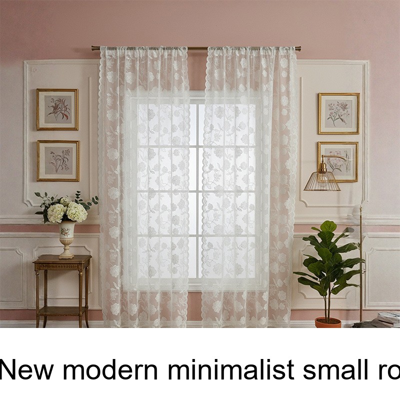 New Modern Minimalist Small Rose Embroidered Sheer Curtains Light Luxury_voghion.com