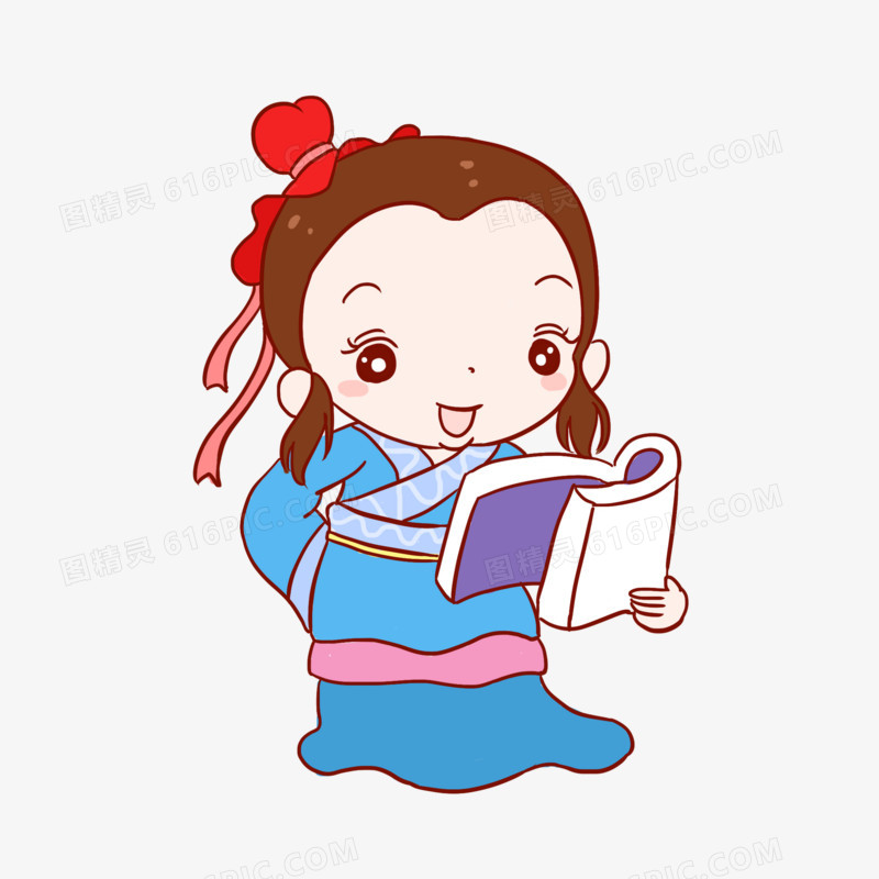 读书学习的卡通插画